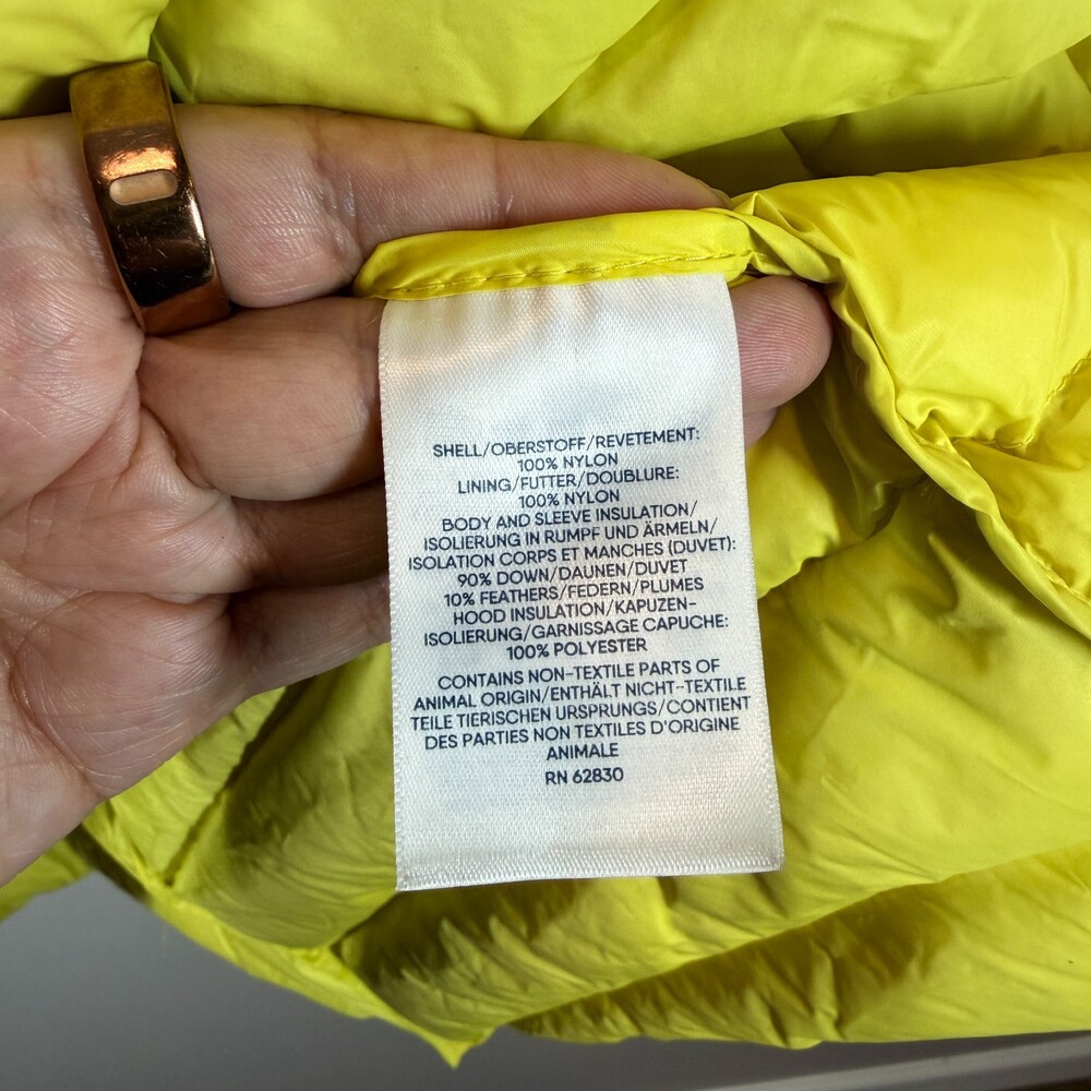 Lands' End Womens 3X 24W-26W Yellow Down Puffer Jacket Hooded Quilted - Picture 3 of 12